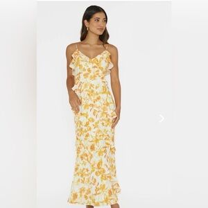 Silvana Frill Trim Midi Dress Floral